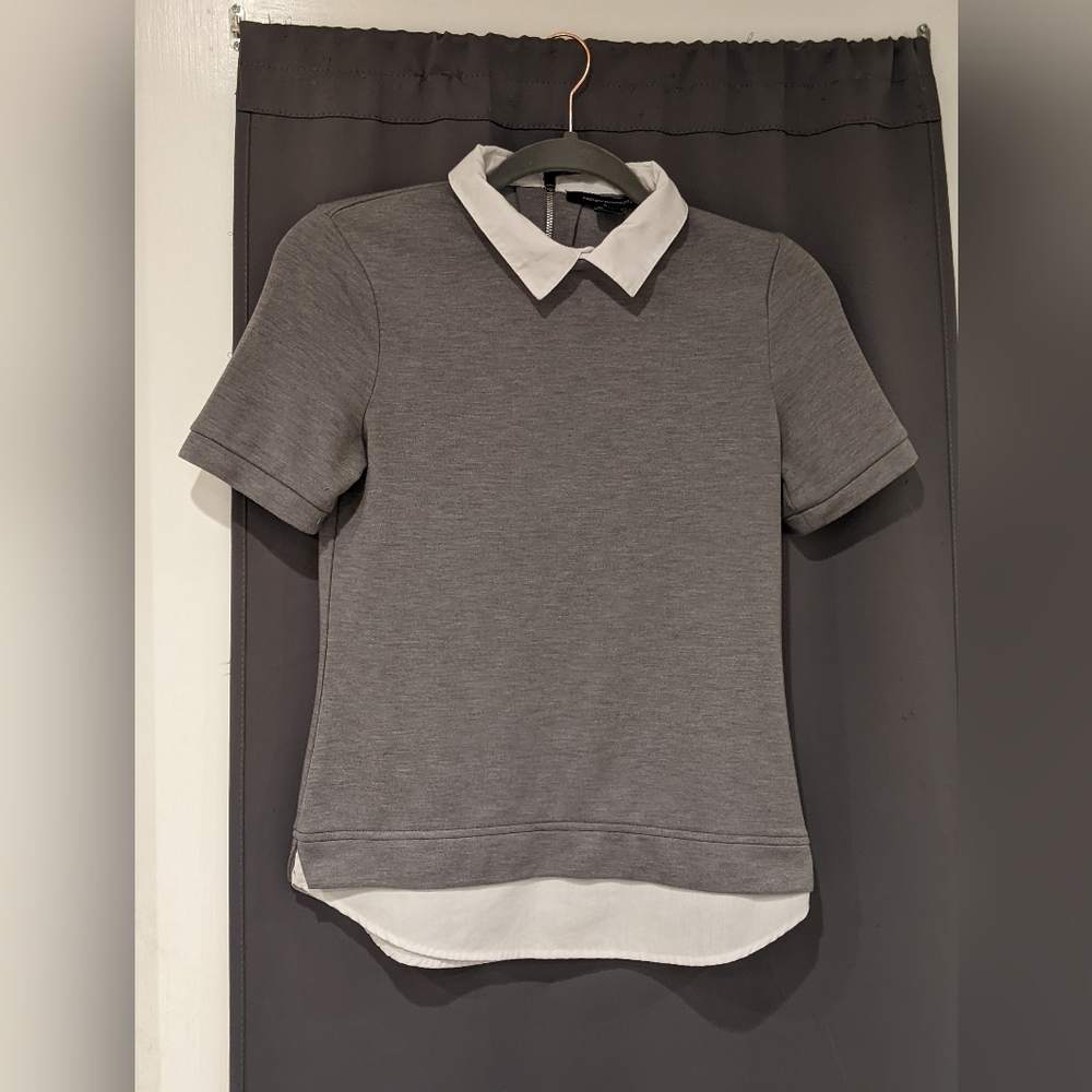 French Connection Collared shirt, Gray and White, S